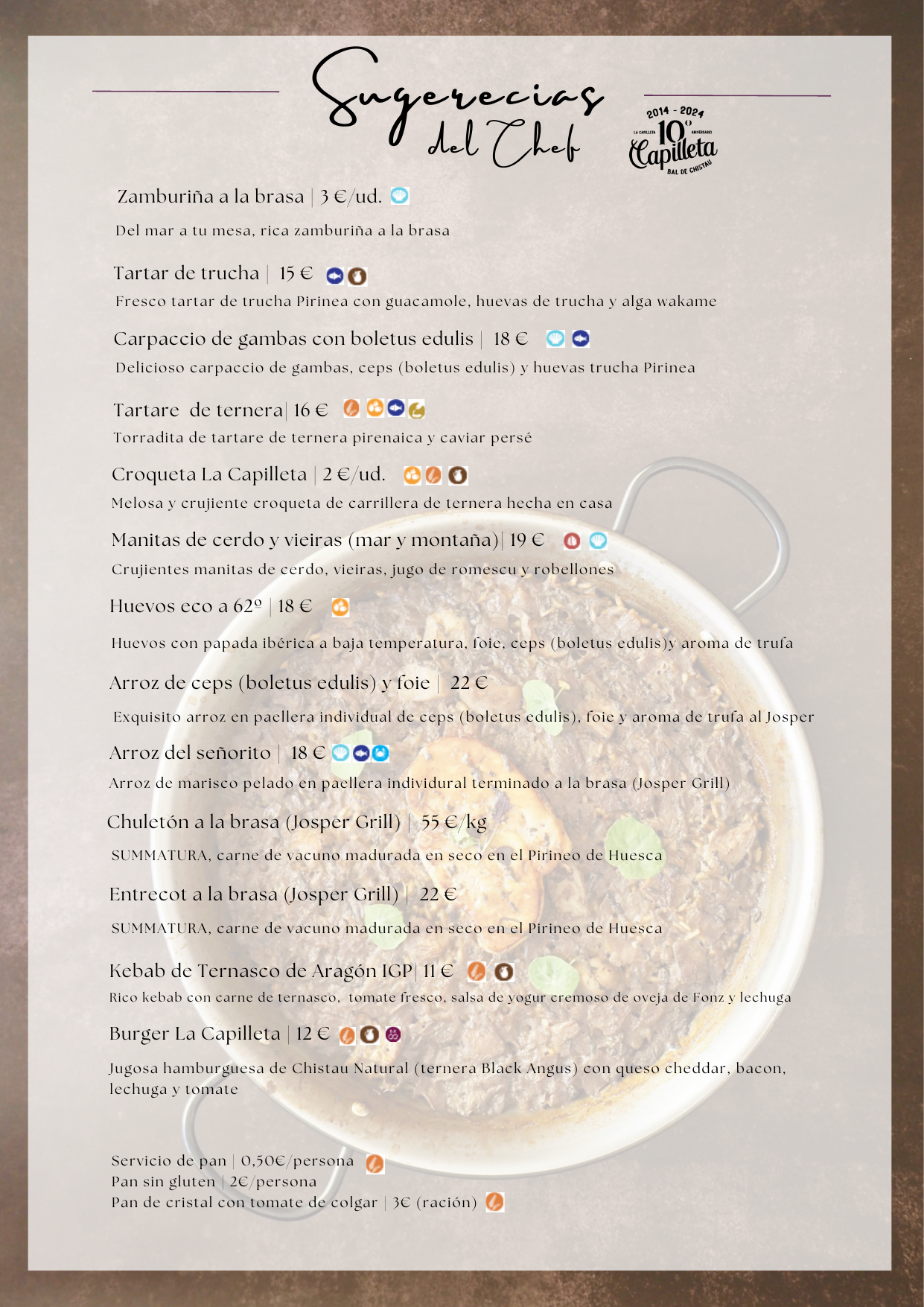 Vista previa de la primera página de Nuestra carta, Sugerencias del Chef
