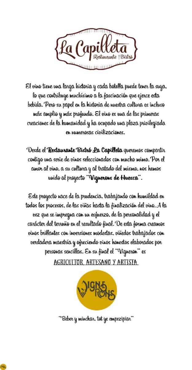 Portada del documento: CARTA DE VINOS