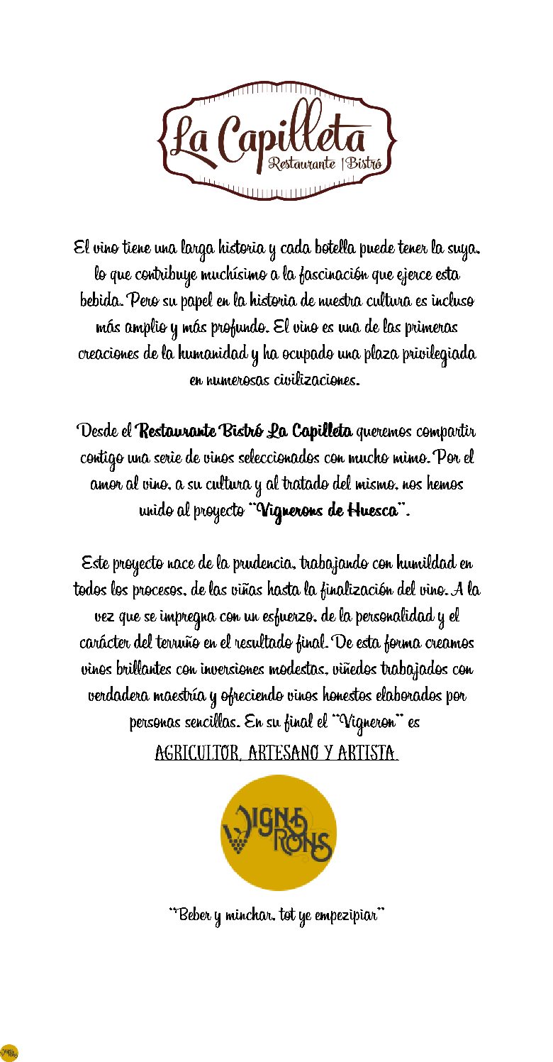Portada del documento: CARTA DE VINOS